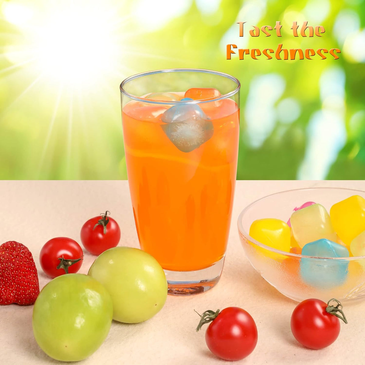 Reusable Ice Cube Plastic Ice Cubes 10 Pack Colorful Refreezable IceCubes for drinks, Whiskey, Vodka or Coffee, Washable Non-Melting Ice Cubes Non-Diluting
