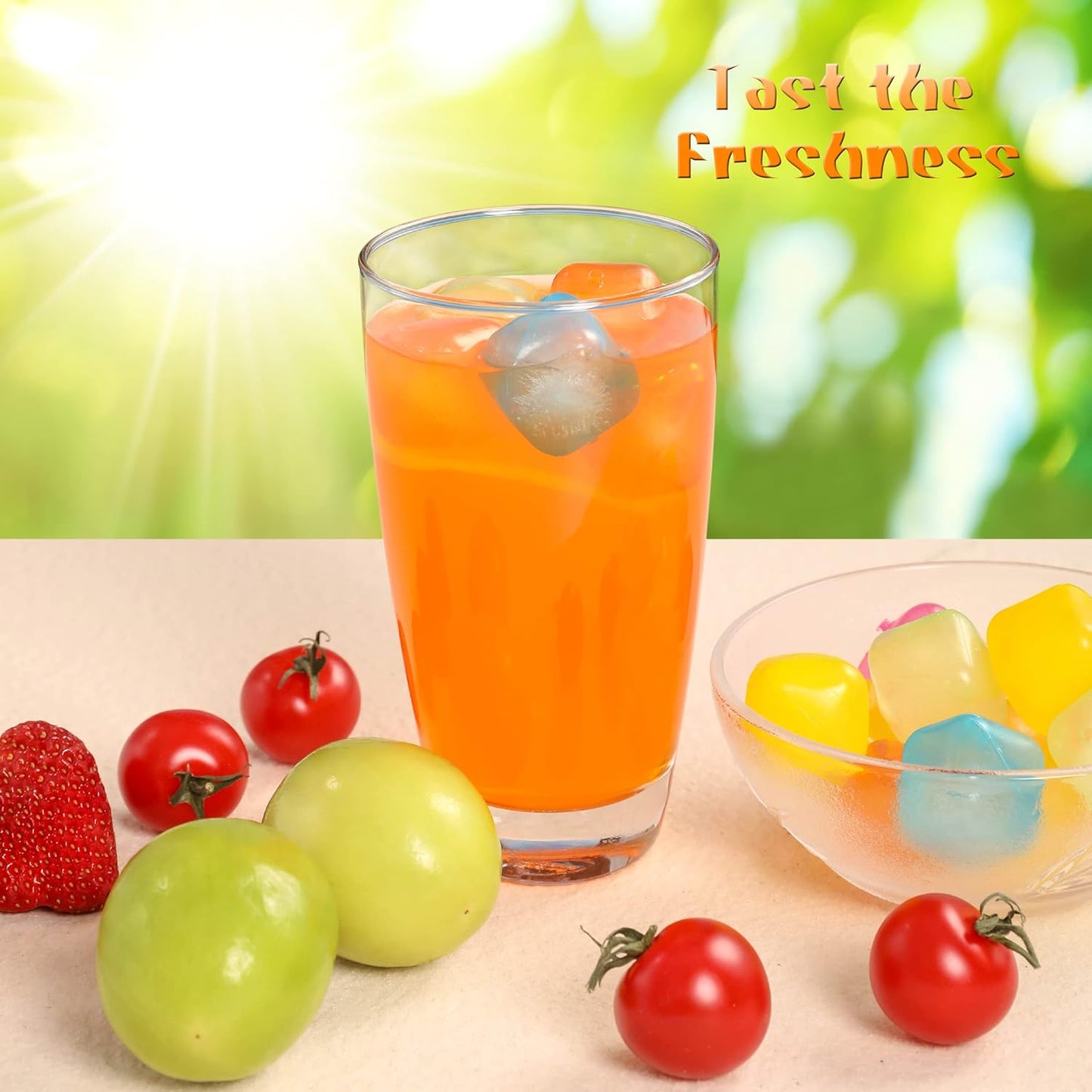 Reusable Ice Cube Plastic Ice Cubes 10 Pack Colorful Refreezable IceCubes for drinks, Whiskey, Vodka or Coffee, Washable Non-Melting Ice Cubes Non-Diluting