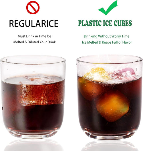 Reusable Ice Cube Plastic Ice Cubes 10 Pack Colorful Refreezable IceCubes for drinks, Whiskey, Vodka or Coffee, Washable Non-Melting Ice Cubes Non-Diluting
